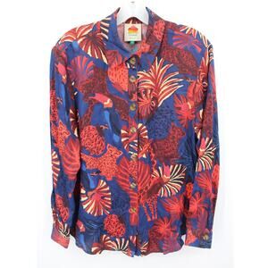 Farm Rio Animals Tapestry Button-Front Shirt Size Small